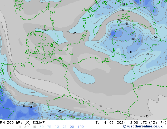 RH 300 hPa ECMWF  14.05.2024 18 UTC