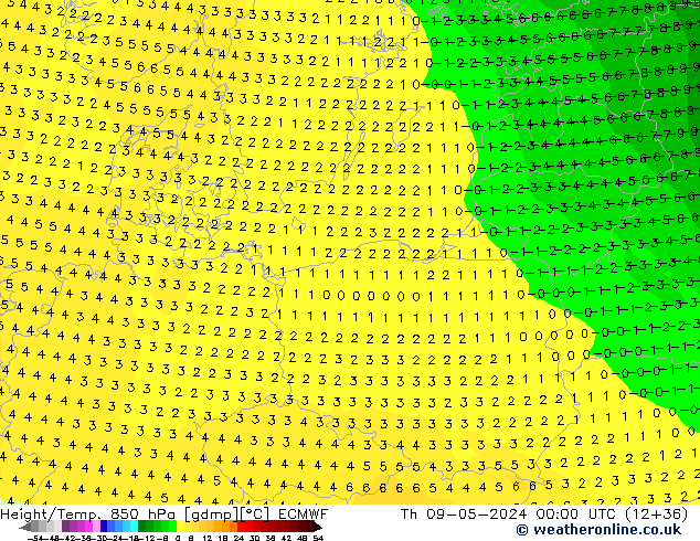 Z500/Rain (+SLP)/Z850 ECMWF чт 09.05.2024 00 UTC