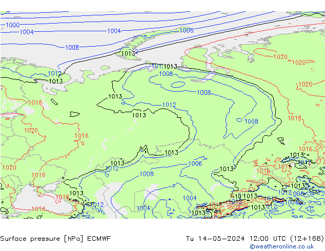 Surface pressure ECMWF Tu 14.05.2024 12 UTC