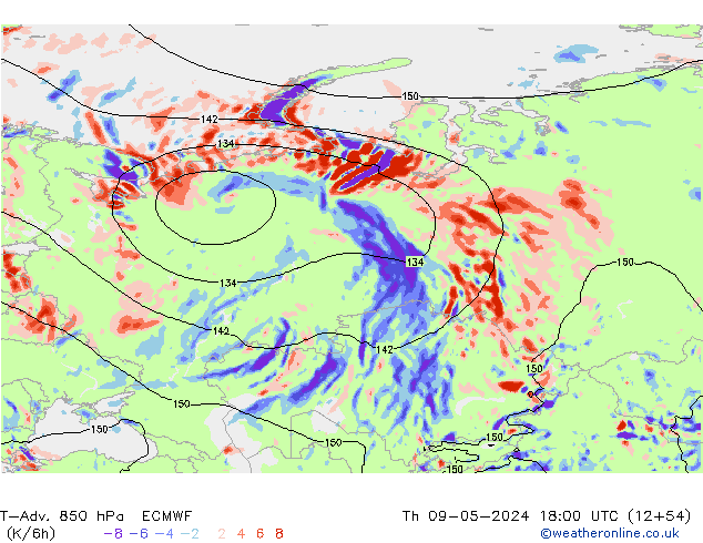 T-Adv. 850 hPa ECMWF  09.05.2024 18 UTC
