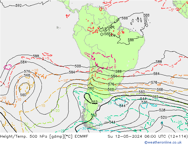 Z500/Yağmur (+YB)/Z850 ECMWF Paz 12.05.2024 06 UTC