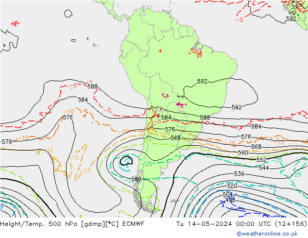 Hoogte/Temp. 500 hPa ECMWF di 14.05.2024 00 UTC