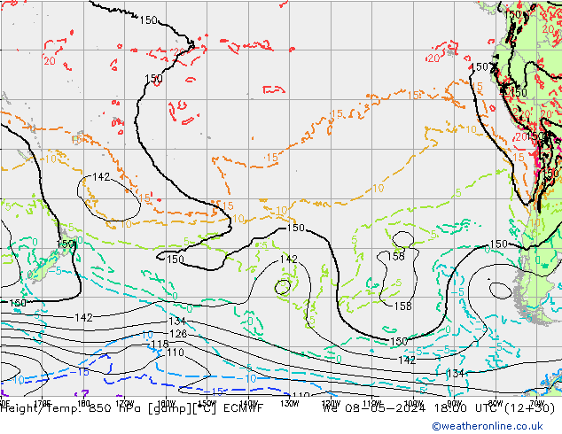 Z500/Rain (+SLP)/Z850 ECMWF We 08.05.2024 18 UTC