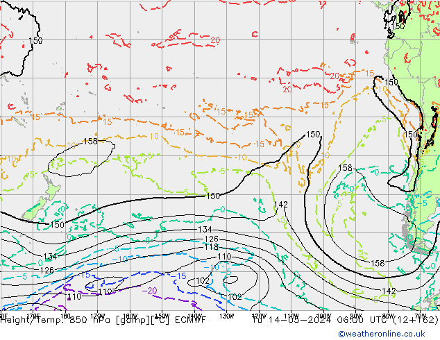 Z500/Rain (+SLP)/Z850 ECMWF wto. 14.05.2024 06 UTC