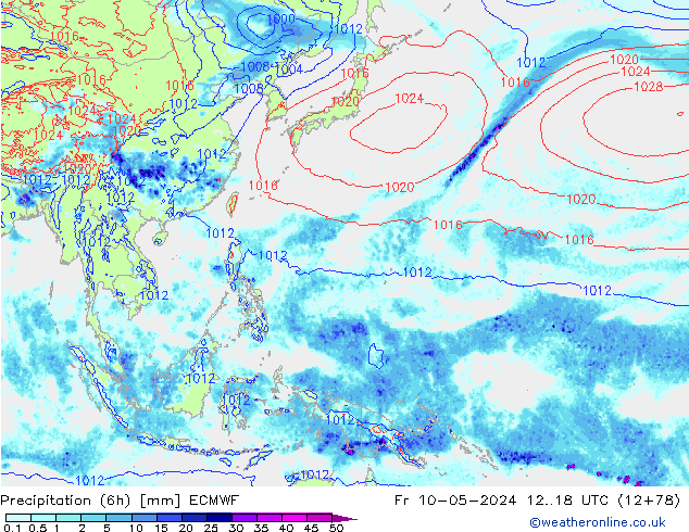 Z500/Rain (+SLP)/Z850 ECMWF Fr 10.05.2024 18 UTC