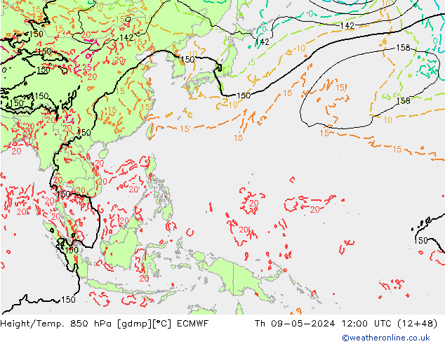 Z500/Regen(+SLP)/Z850 ECMWF do 09.05.2024 12 UTC