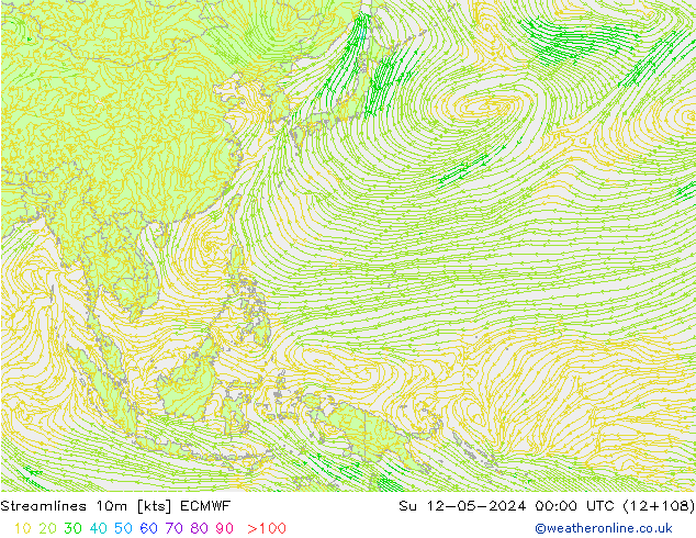 Linea di flusso 10m ECMWF dom 12.05.2024 00 UTC