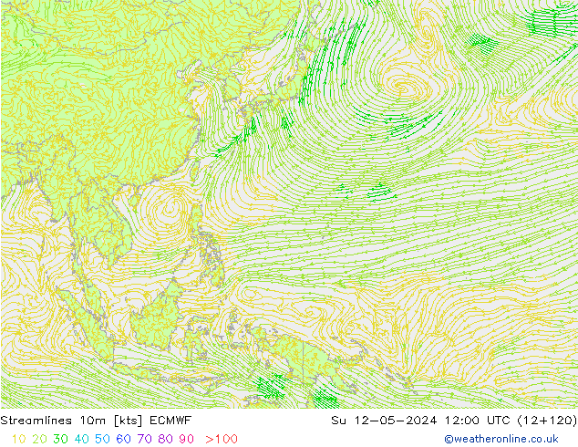 Linia prądu 10m ECMWF nie. 12.05.2024 12 UTC