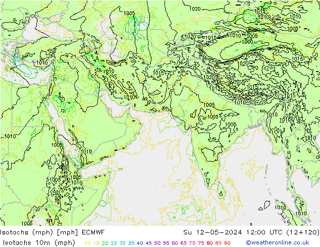 Eşrüzgar Hızları mph ECMWF Paz 12.05.2024 12 UTC