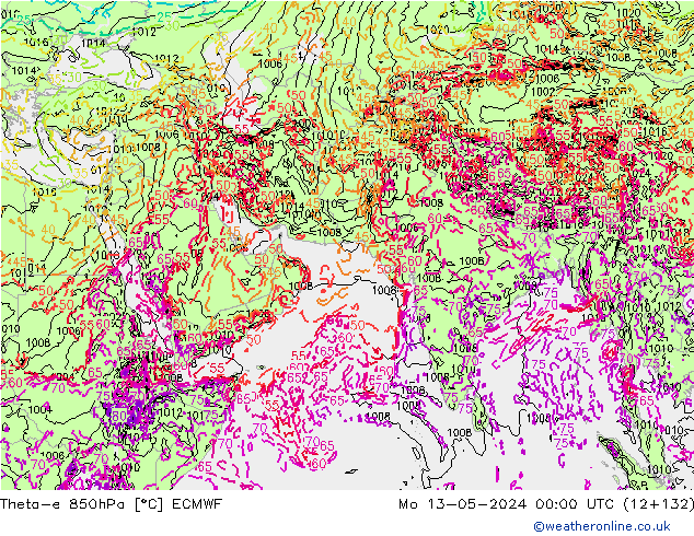 Theta-e 850hPa ECMWF  13.05.2024 00 UTC