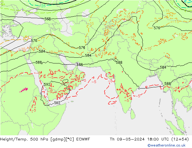 Z500/Yağmur (+YB)/Z850 ECMWF Per 09.05.2024 18 UTC