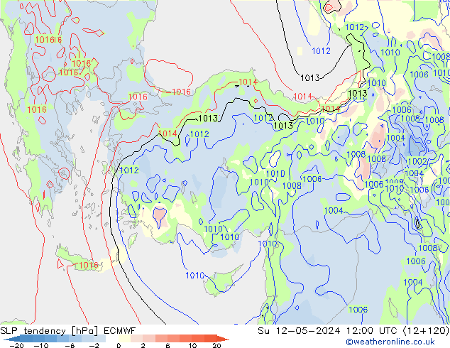 SLP tendency ECMWF Su 12.05.2024 12 UTC