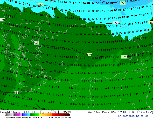 Z500/Rain (+SLP)/Z850 ECMWF We 15.05.2024 12 UTC