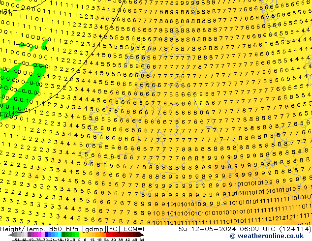 Z500/Rain (+SLP)/Z850 ECMWF Ne 12.05.2024 06 UTC