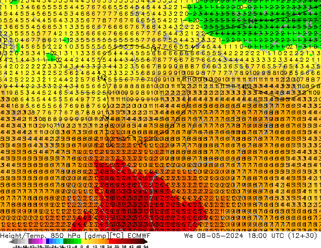 Z500/Rain (+SLP)/Z850 ECMWF Qua 08.05.2024 18 UTC