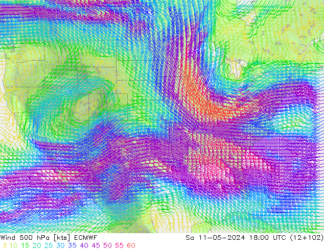 Wind 500 hPa ECMWF Sa 11.05.2024 18 UTC