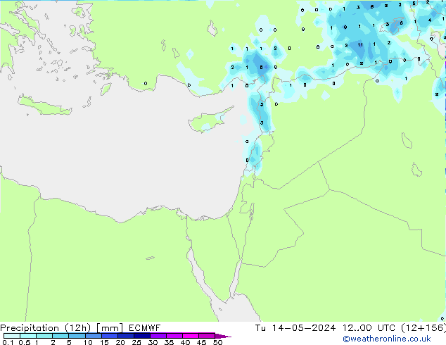 Precipitation (12h) ECMWF Tu 14.05.2024 00 UTC