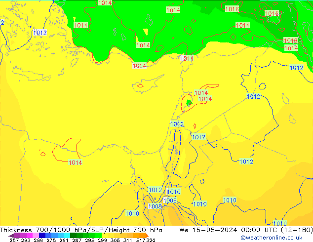 Thck 700-1000 hPa ECMWF We 15.05.2024 00 UTC