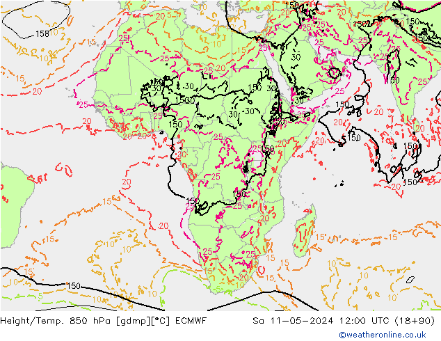 Z500/Rain (+SLP)/Z850 ECMWF sáb 11.05.2024 12 UTC