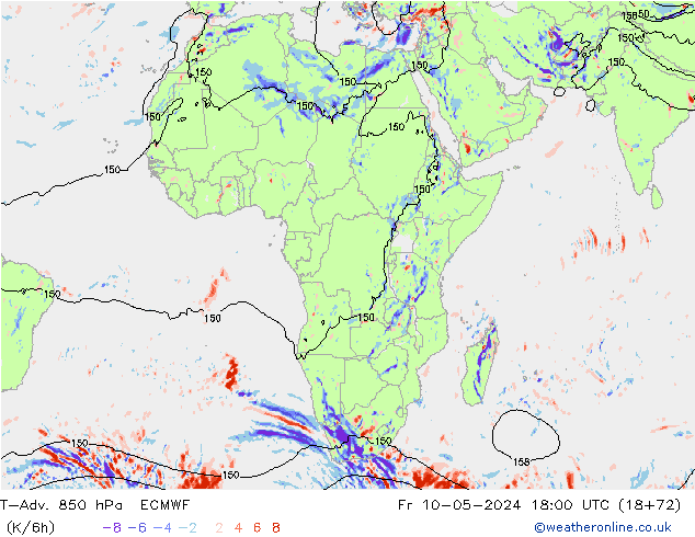 T-Adv. 850 hPa ECMWF  10.05.2024 18 UTC