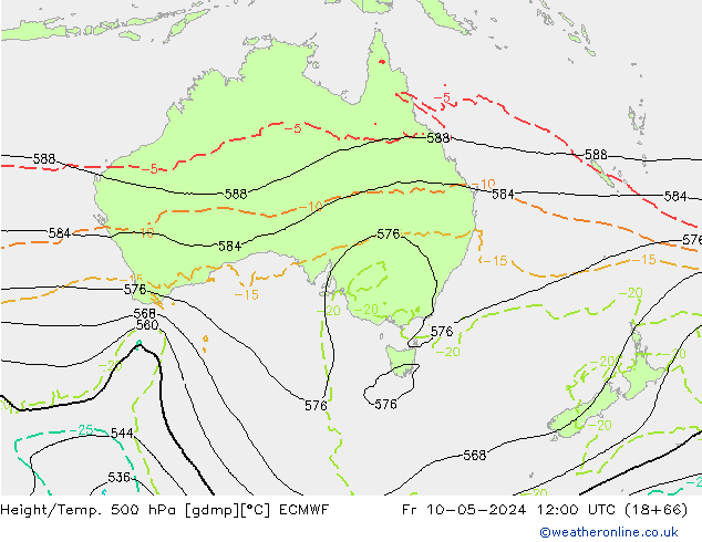 Z500/Yağmur (+YB)/Z850 ECMWF Cu 10.05.2024 12 UTC