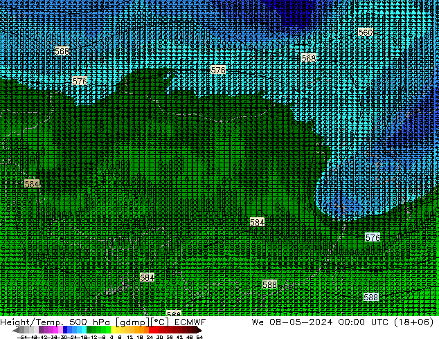 Height/Temp. 500 hPa ECMWF 星期三 08.05.2024 00 UTC