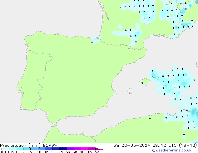 Niederschlag ECMWF Mi 08.05.2024 12 UTC