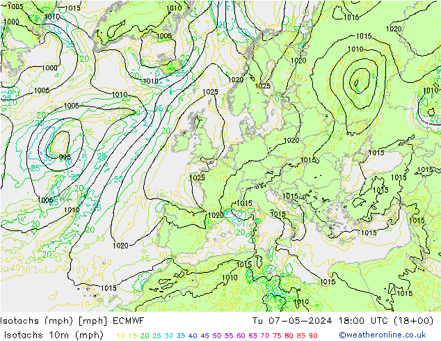 Isotaca (mph) ECMWF mar 07.05.2024 18 UTC