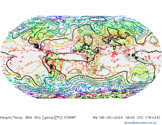 Z500/Rain (+SLP)/Z850 ECMWF 星期三 08.05.2024 18 UTC