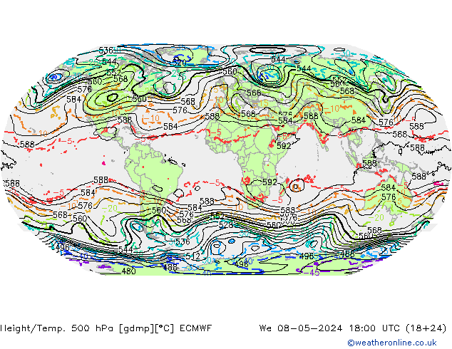 Z500/Rain (+SLP)/Z850 ECMWF mié 08.05.2024 18 UTC