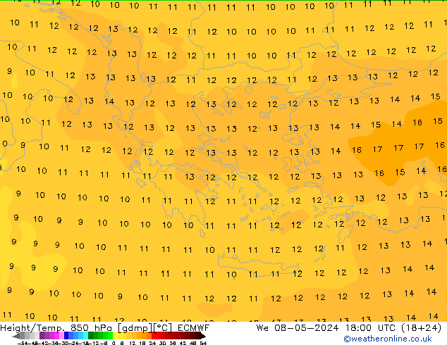 Z500/Rain (+SLP)/Z850 ECMWF We 08.05.2024 18 UTC