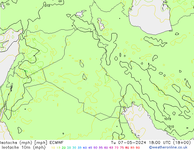 Isotachs (mph) ECMWF  07.05.2024 18 UTC