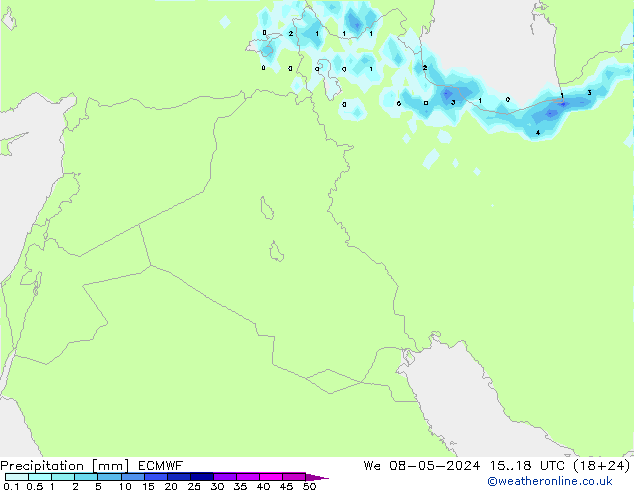 Srážky ECMWF St 08.05.2024 18 UTC