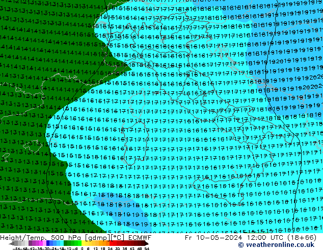 Z500/Regen(+SLP)/Z850 ECMWF vr 10.05.2024 12 UTC