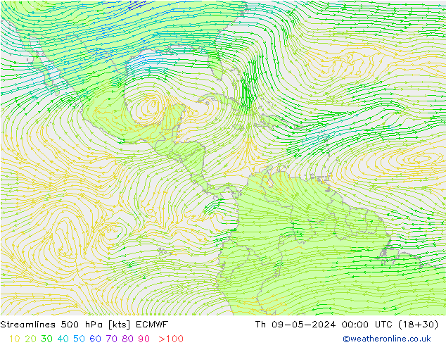 Rüzgar 500 hPa ECMWF Per 09.05.2024 00 UTC