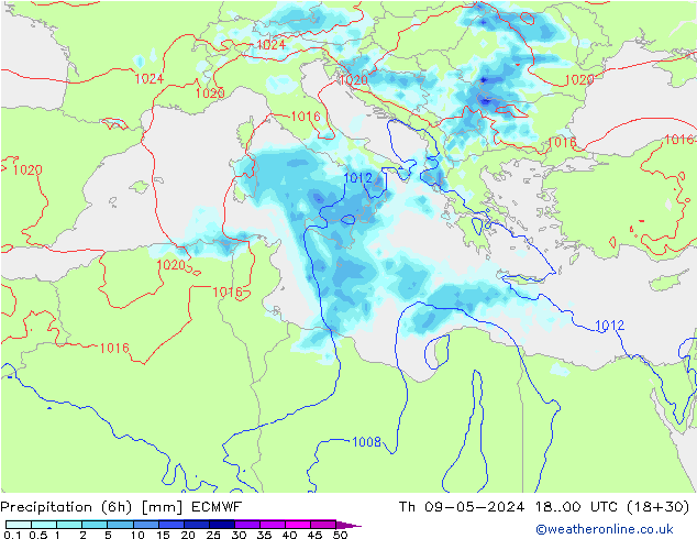 Z500/Yağmur (+YB)/Z850 ECMWF Per 09.05.2024 00 UTC