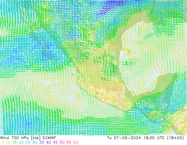 Viento 700 hPa ECMWF mar 07.05.2024 18 UTC