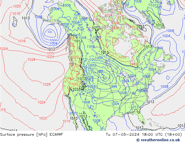 Pressione al suolo ECMWF mar 07.05.2024 18 UTC