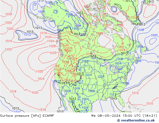 地面气压 ECMWF 星期三 08.05.2024 15 UTC