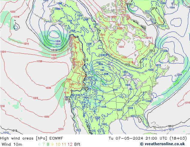 High wind areas ECMWF mar 07.05.2024 21 UTC