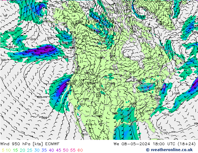 Wind 950 hPa ECMWF We 08.05.2024 18 UTC