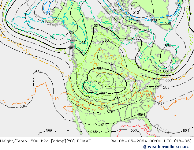 Z500/Rain (+SLP)/Z850 ECMWF mié 08.05.2024 00 UTC