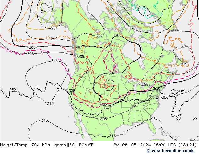 Height/Temp. 700 hPa ECMWF Mi 08.05.2024 15 UTC