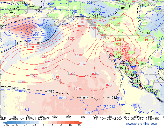 Tendenza di Pressione ECMWF ven 10.05.2024 06 UTC