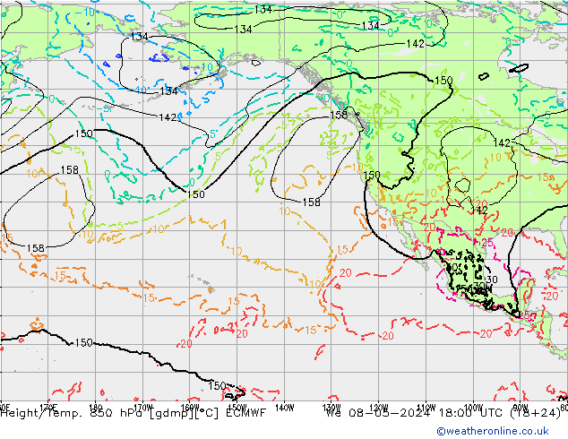 Z500/Rain (+SLP)/Z850 ECMWF We 08.05.2024 18 UTC