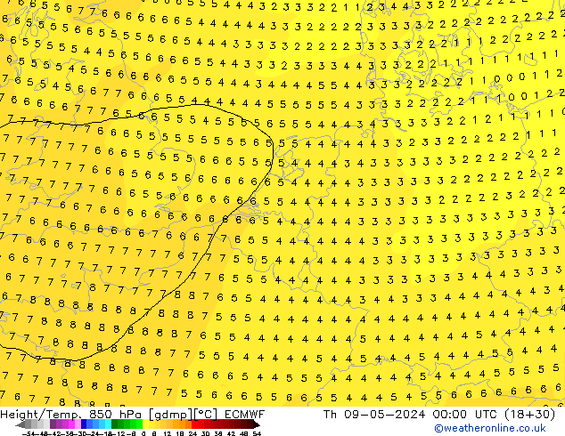 Z500/Rain (+SLP)/Z850 ECMWF Th 09.05.2024 00 UTC