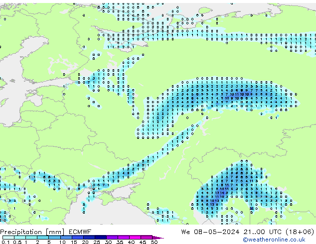 Precipitation ECMWF We 08.05.2024 00 UTC