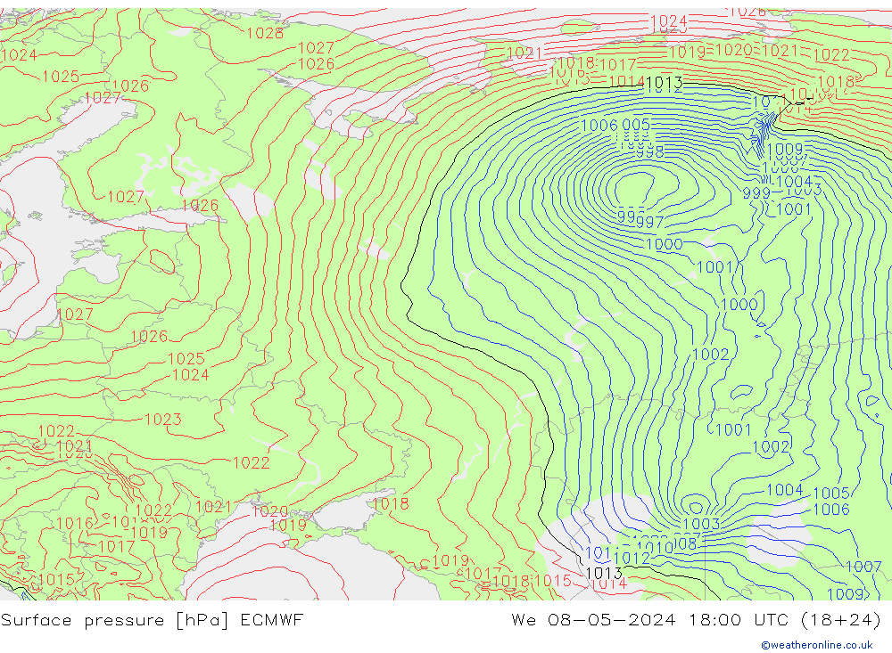 Pressione al suolo ECMWF mer 08.05.2024 18 UTC