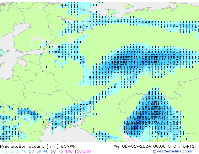 Toplam Yağış ECMWF Çar 08.05.2024 06 UTC