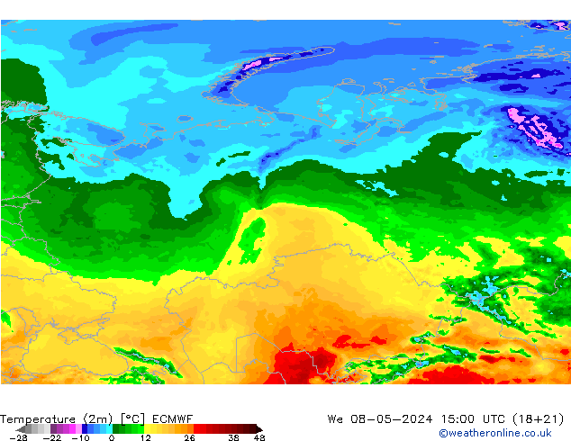Temperature (2m) ECMWF St 08.05.2024 15 UTC